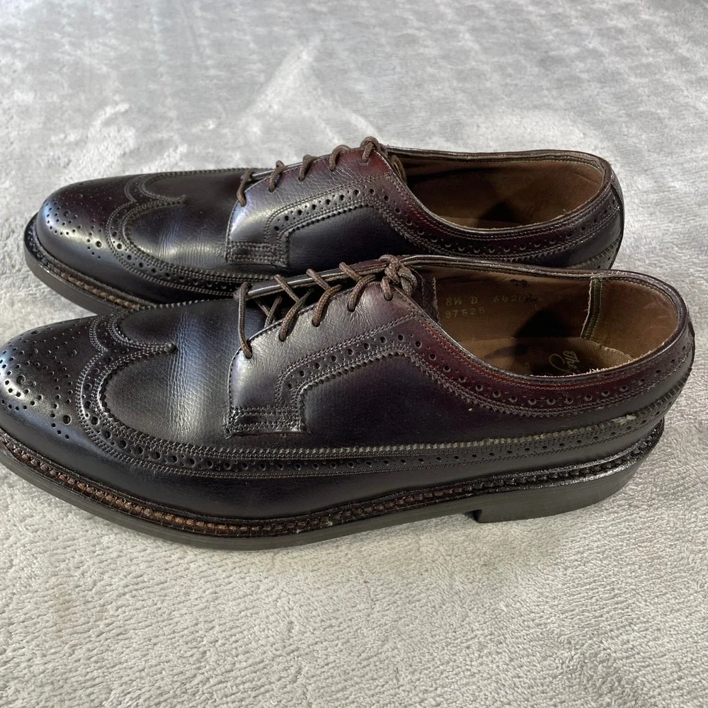Florsheim Royal Imperial Brogue Dress Shoes Mens 8.5 D Burgundy Leather Wingtip